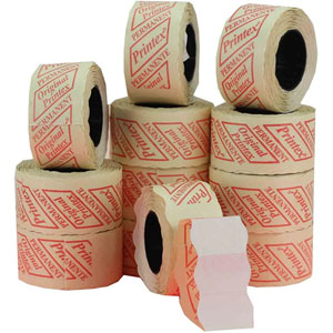 Price Labels Single Line - 26mm x 12mm Fluorescent Yellow - 10x Rolls